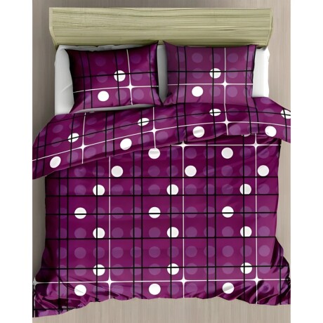 Manta capitoneada Cotton Flor 1 plaza 1.45 x 2.25 mts con porta almohada Violeta