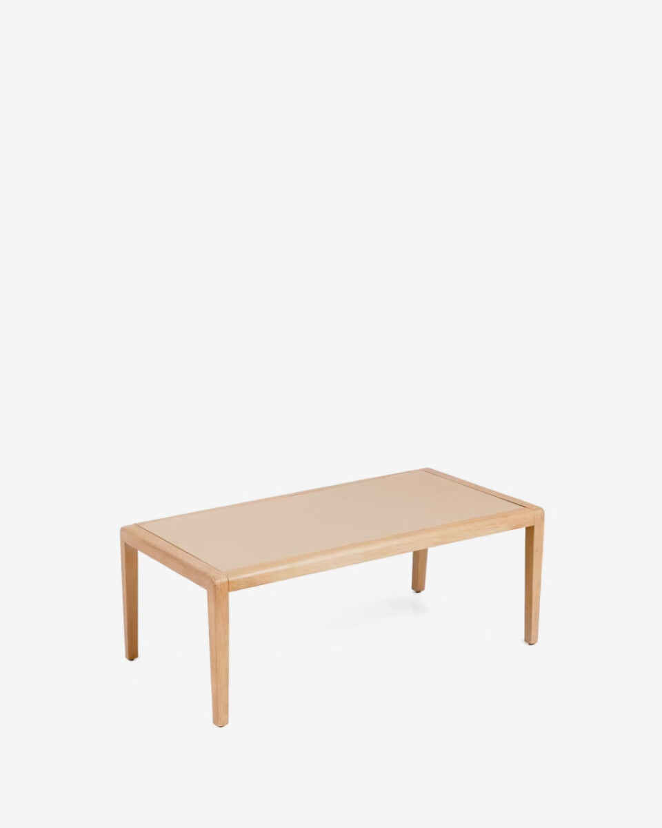 Mesa de centro Better de polycemento beige y madera maciza de acacia 120 x 70 cm FSC 100% 