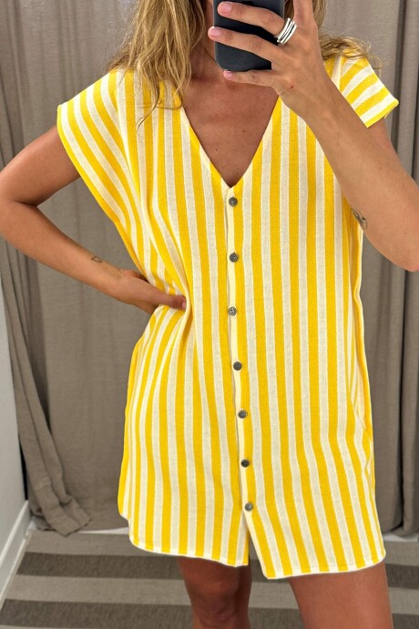 Vestido Libre Blanco/Amarillo