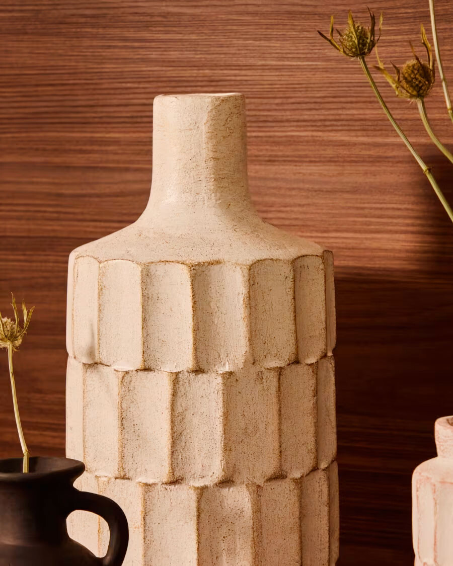Jarrón Arisa de papel maché blanco 41 cm