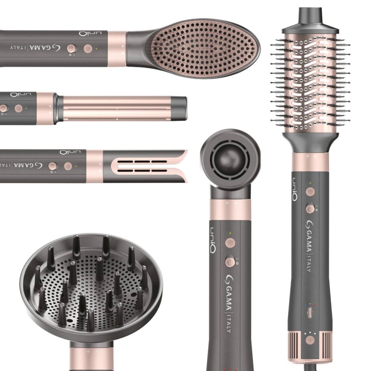 Modelador GAMA Multistyler H Mod uniQ Vibrance 220 - Gris y Rosado 