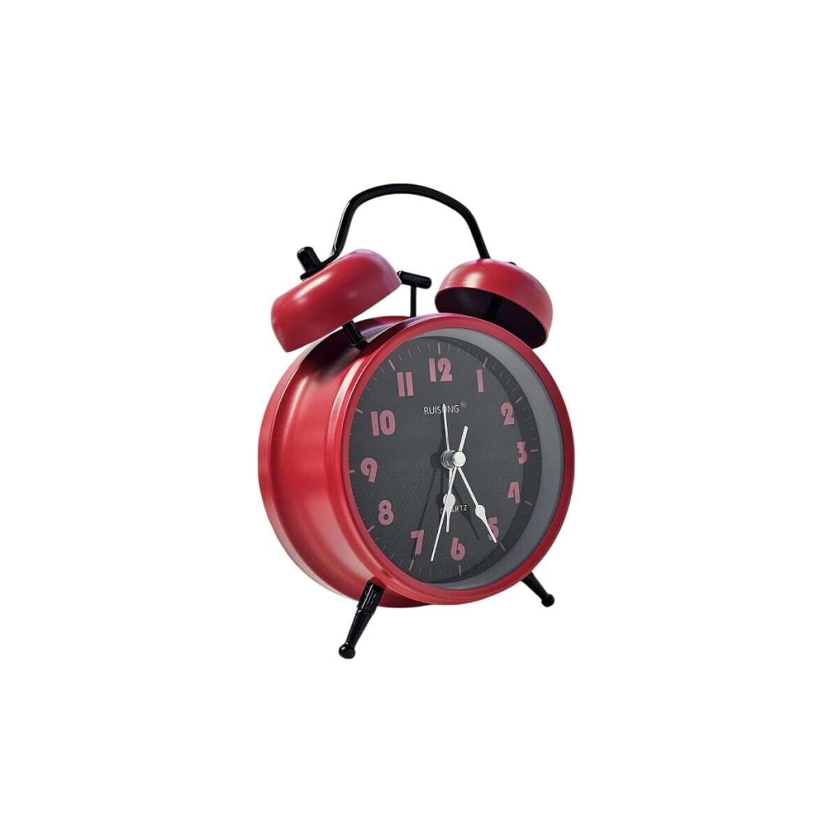 Reloj despertador retro metálico con doble campana 10*17 - Rojo 