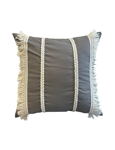 ALMOHADON CON TRENZAS Y FLECOS 45x45CM GRIS ALMOHADON CON TRENZAS Y FLECOS 45x45CM GRIS