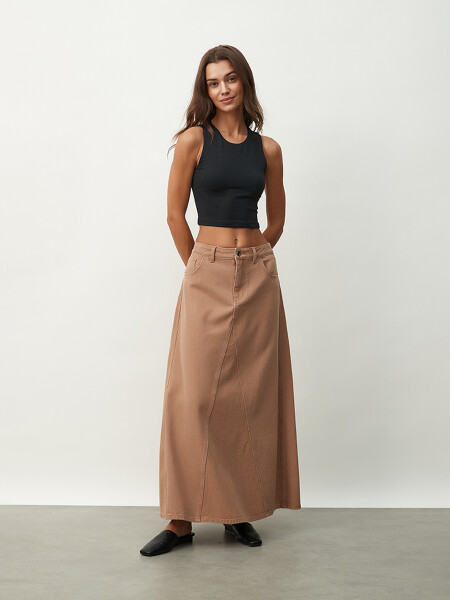 FALDA FLOR CAMEL