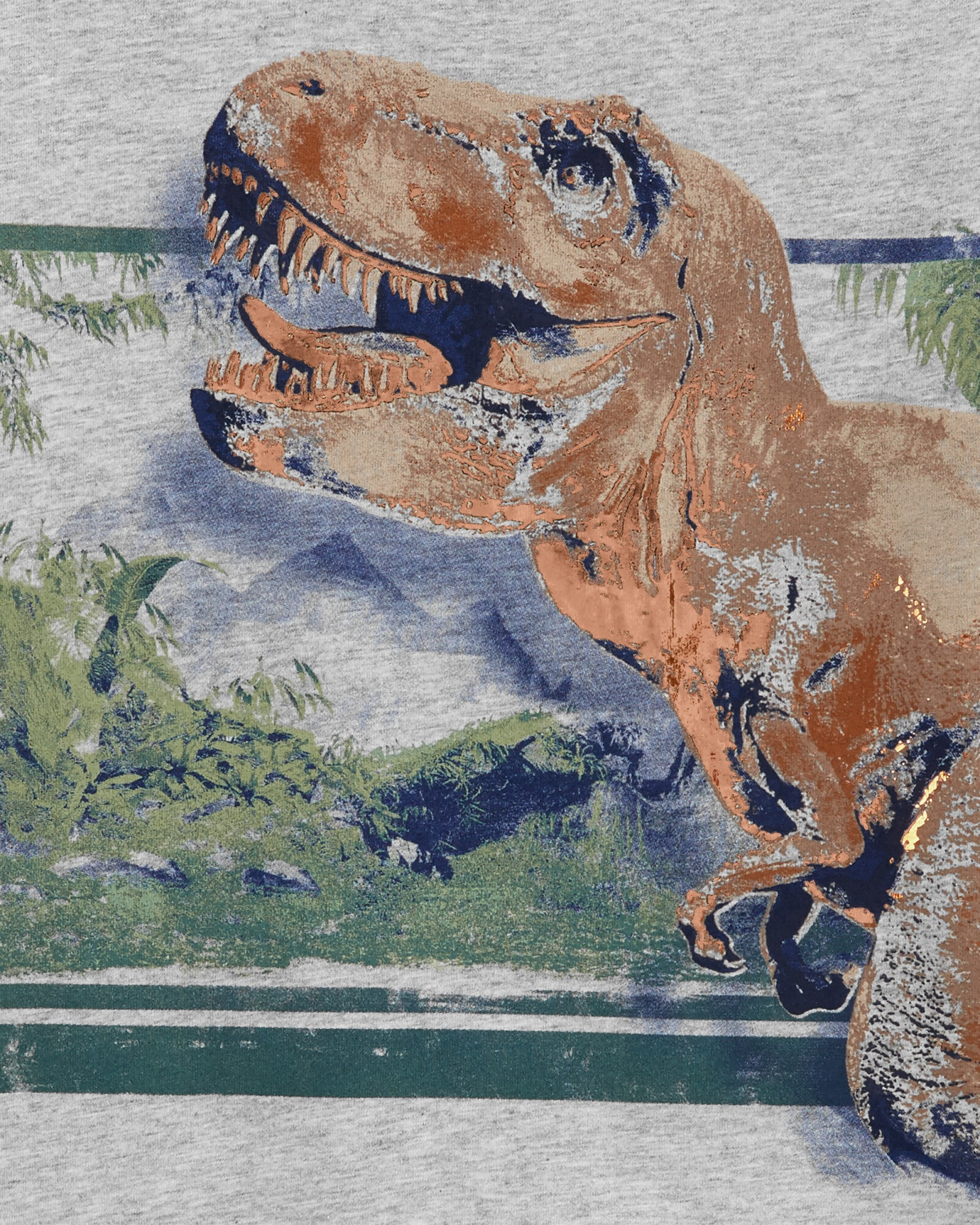 Remera de algodón manga corta estampa dinosaurio Sin color