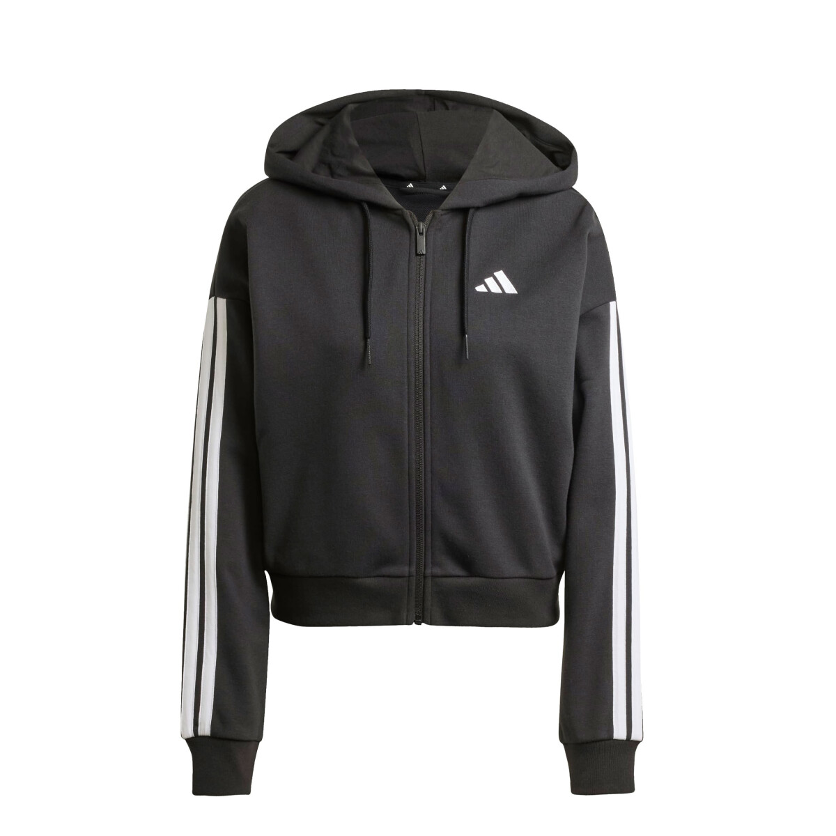 Campera de Mujer Adidas Essentials French Terry 3 Tiras - Negro - Blanco 