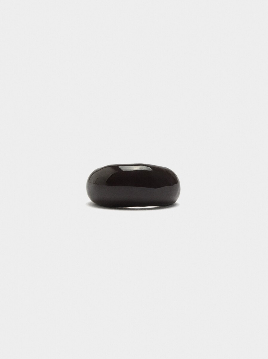 Anillo Redondeado Con Esmalte - marron 