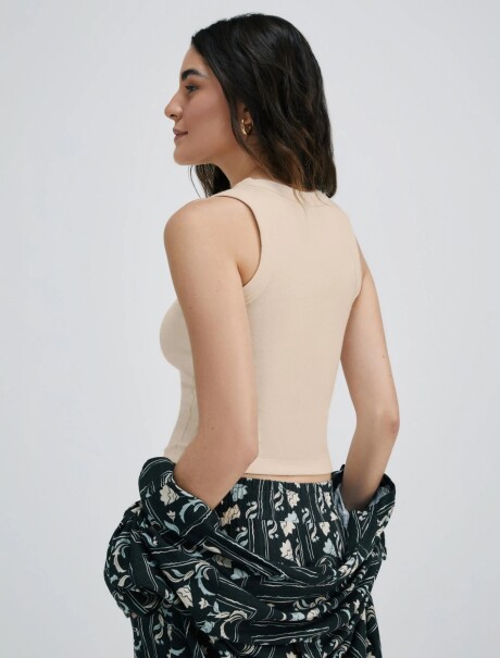 MUSCULOSA EN TELA ACANALADA BLANCO