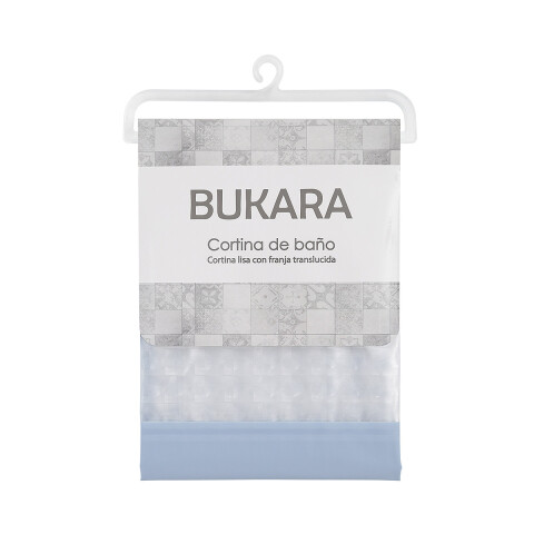 Cortina Baño con Transparencia Bukara con Argollas 180 x 180 cm CELESTE