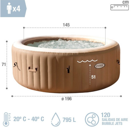 Intex Pure Spa Bañera Hidromasaje 4 Personas Inflable Inx028426