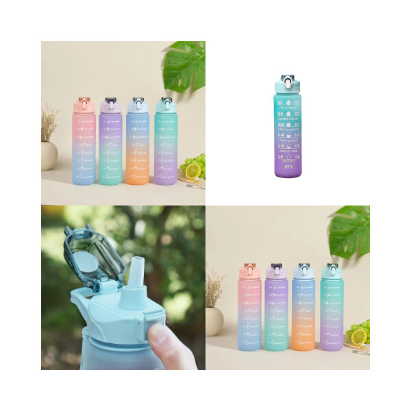 Botella De Agua Deportiva 900ML Motivacional Hidratacion Fit Variante Color Celeste