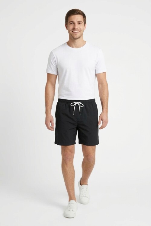 Short de baño liso NEGRO