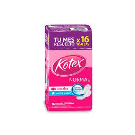 TOALLA KOTEX NORMAL C/ALAS X 16 TOALLA KOTEX NORMAL C/ALAS X 16