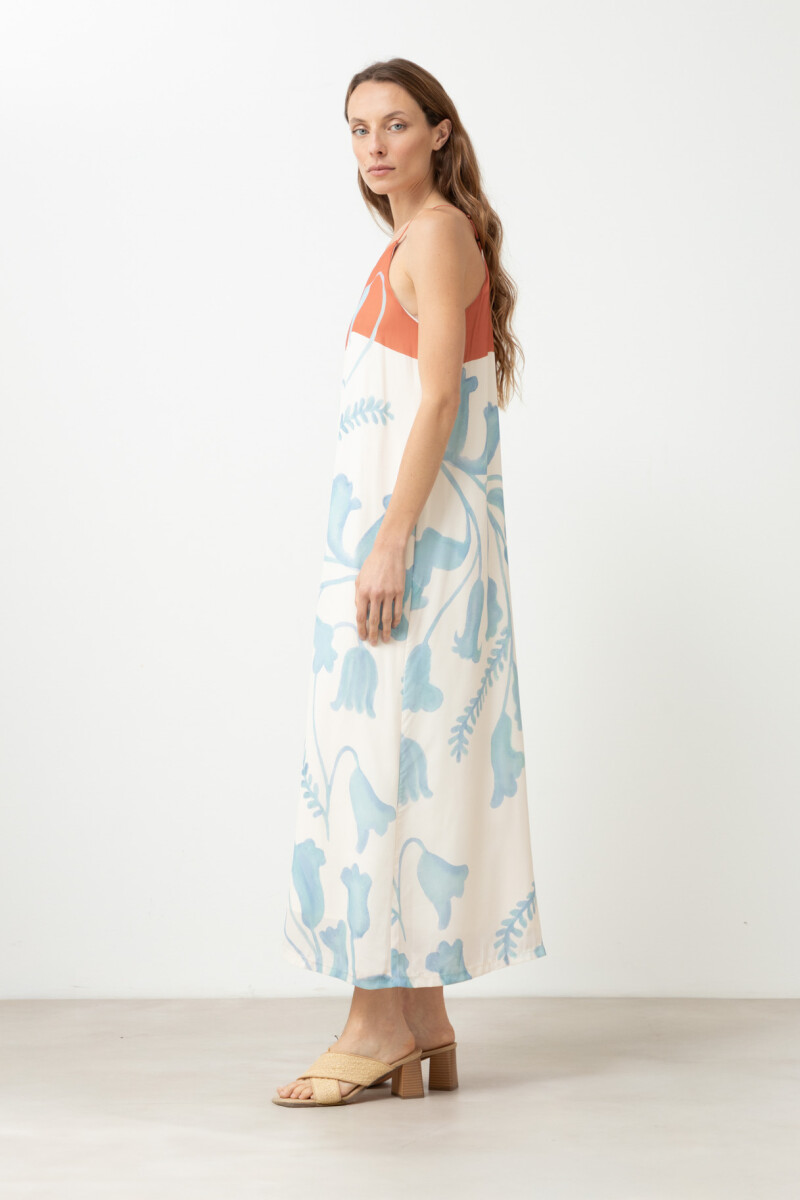 Vestido estampa jacaranda durazno