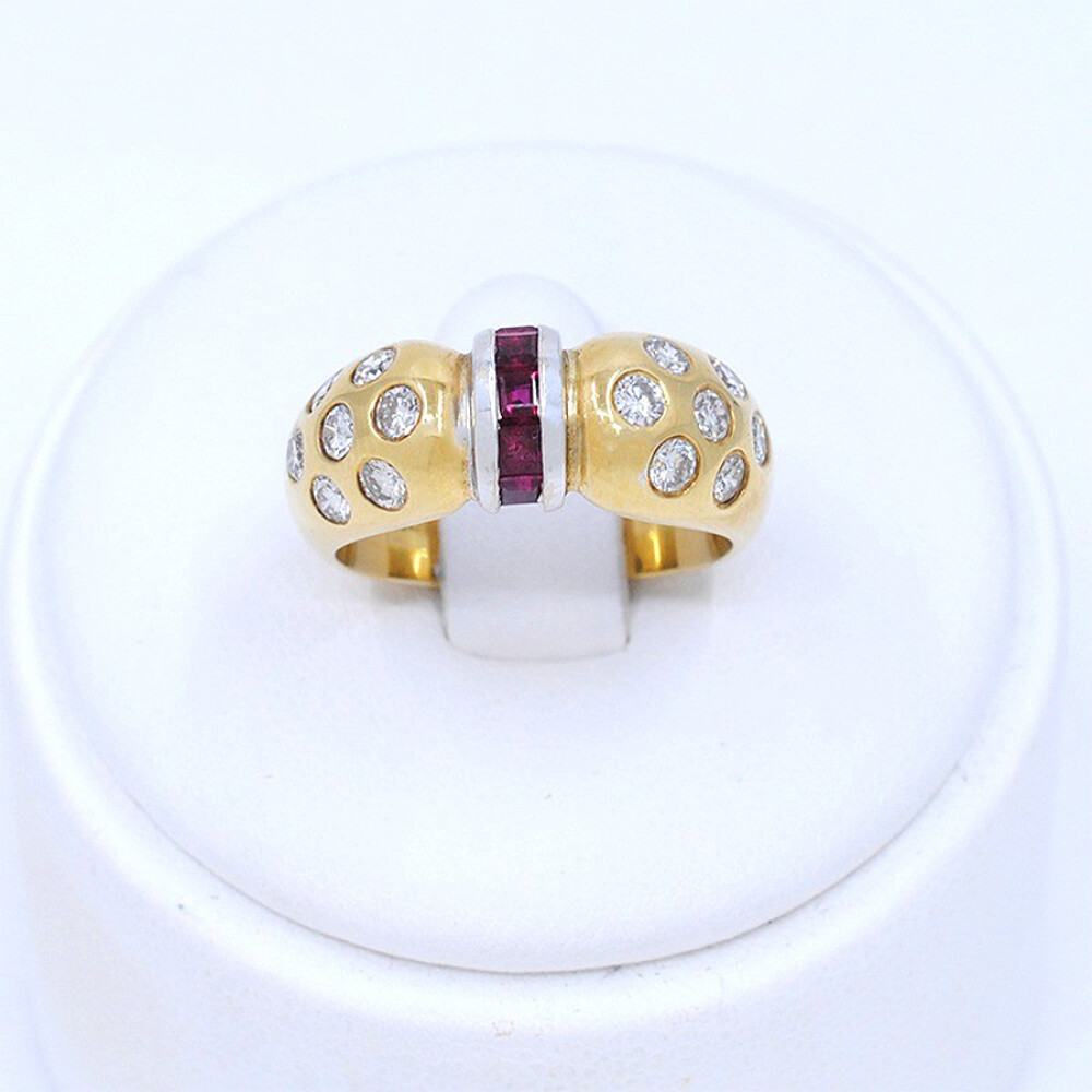 Anillo En Oro 18K, Brillantes Y Rubies Legitimos Anillo En Oro 18K, Brillantes Y Rubies Legitimos