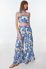 Pantalon Flor Flores Azul