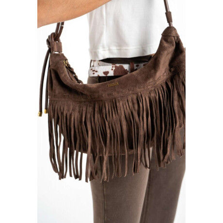 Cartera Flecos Gamuza Vegana Chocolate