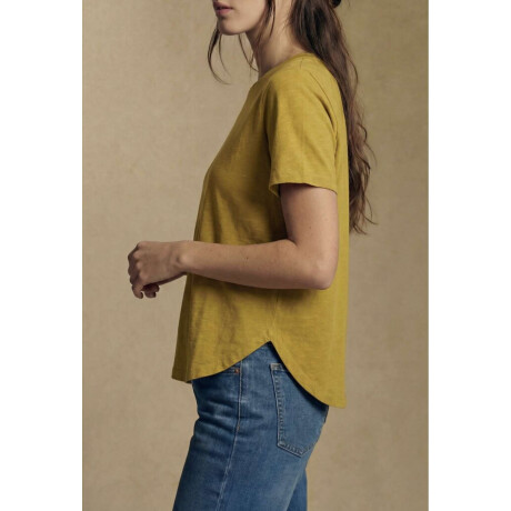 Remera Algodon Lavado Manga Corta Mostaza