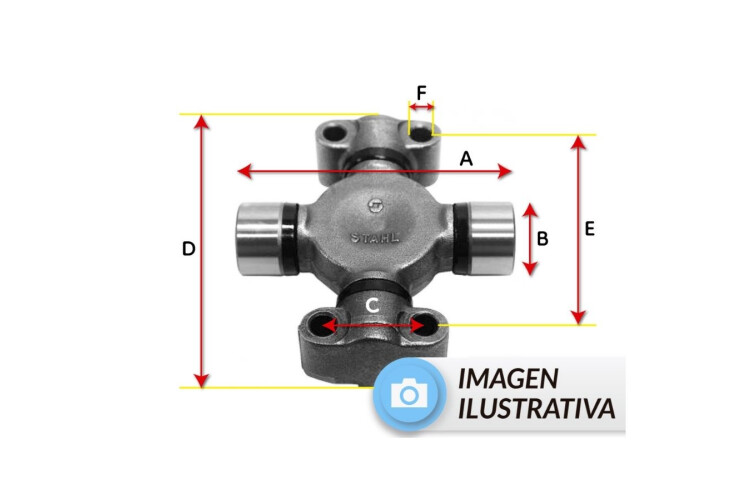 CRUCETA A:106.1mm B:30.1mm C:36.5mm D:107.9mm E:87mm F:9 CRUCETA A:106.1mm B:30.1mm C:36.5mm D:107.9mm E:87mm F:9