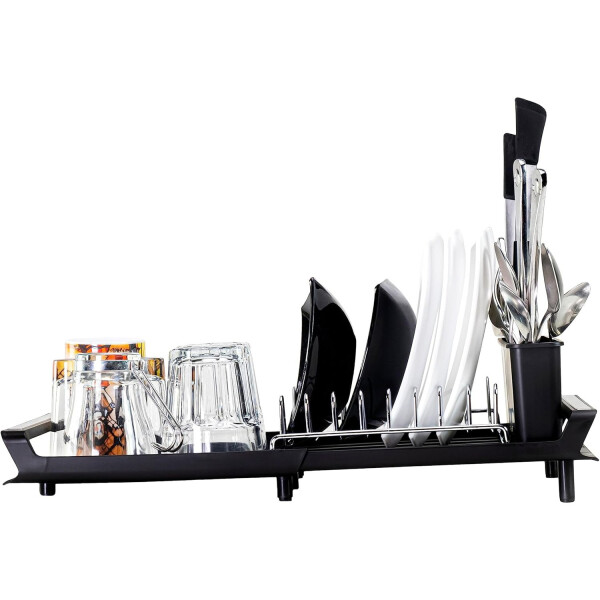 Mini Escurridor Extensible Seca Platos Vasos Cubiertos Variante Color Negro