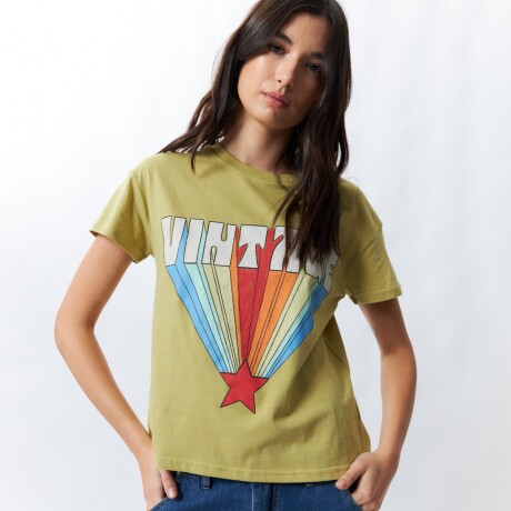 REMERA VINTAGE RAINBOW Verde Musgo