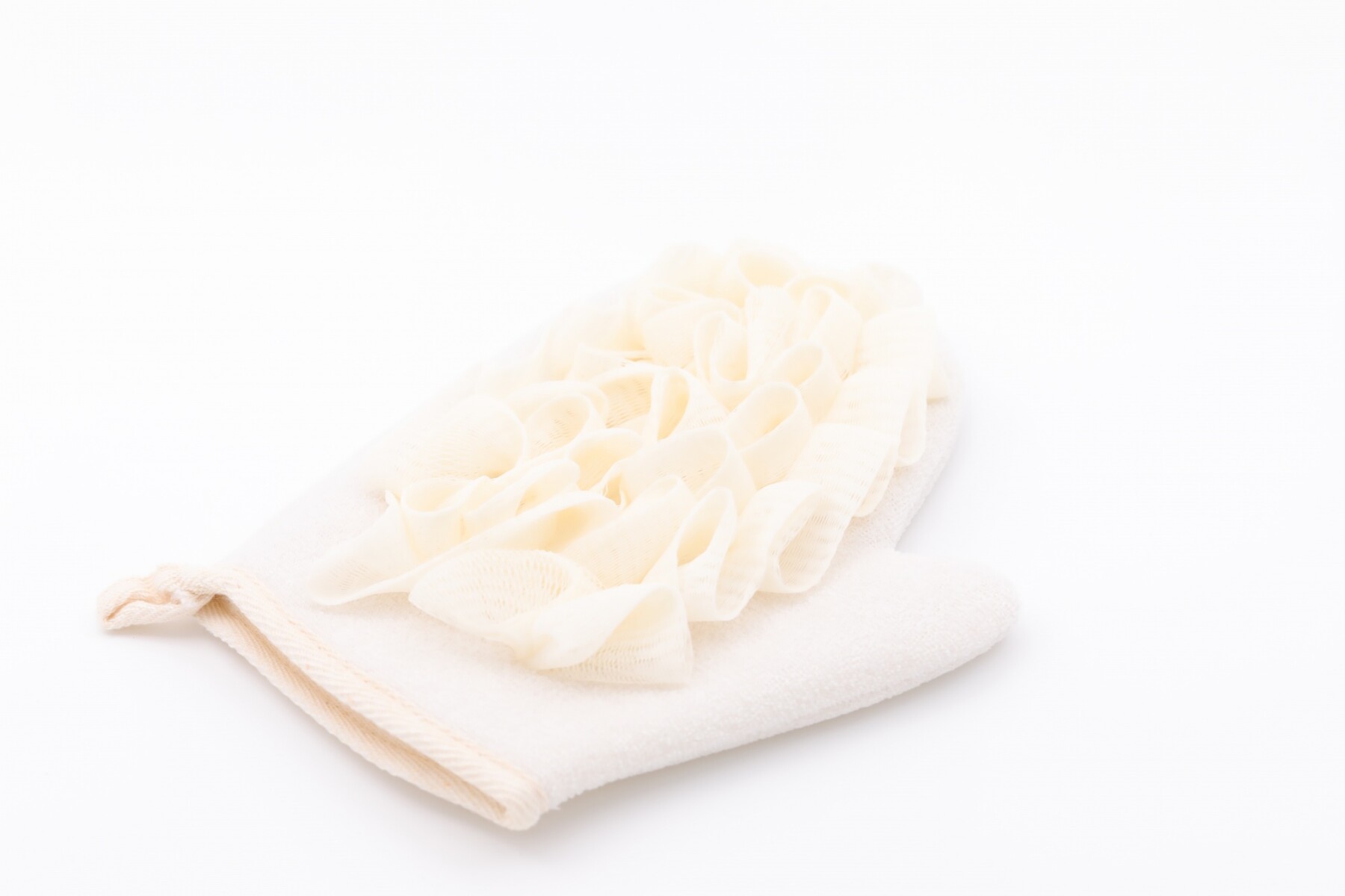 GUANTE EXFOLIANTE CON POUF DE BAÑO (BEIGE) 