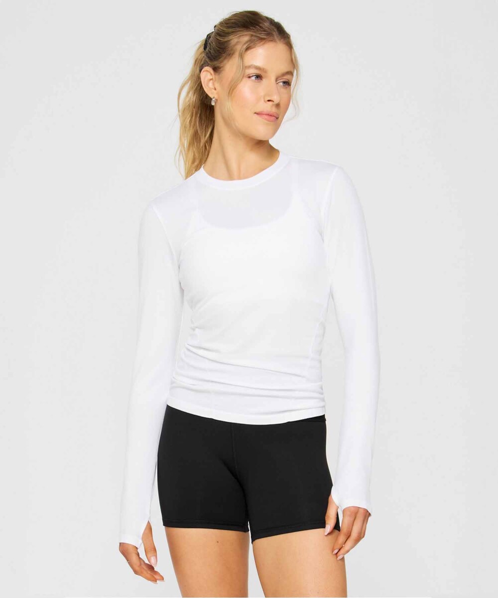 Polo Manga Larga Feather Tech+ Long-Sleeve Top Mujer - Classic White 