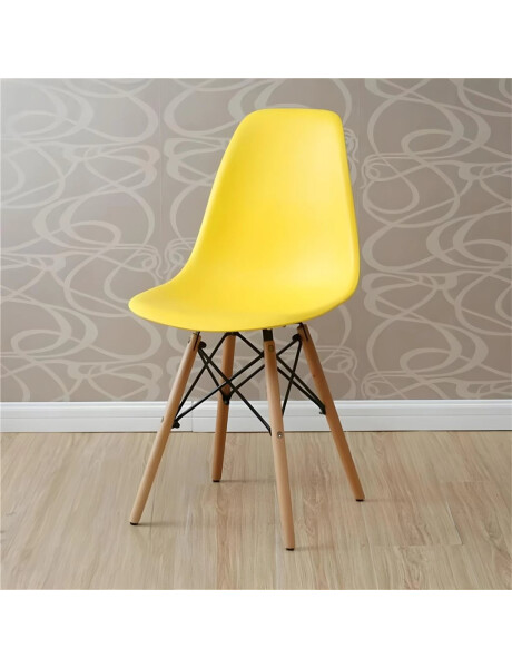 SILLA EAMES COMEDOR CON BASE EN MADERA AMARILLA SILLA EAMES COMEDOR CON BASE EN MADERA AMARILLA