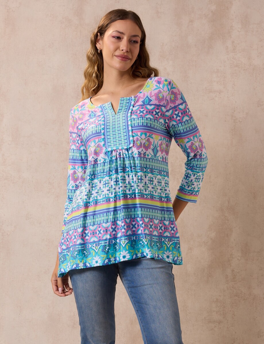Blusa Print Flecos - Multi/rosa 
