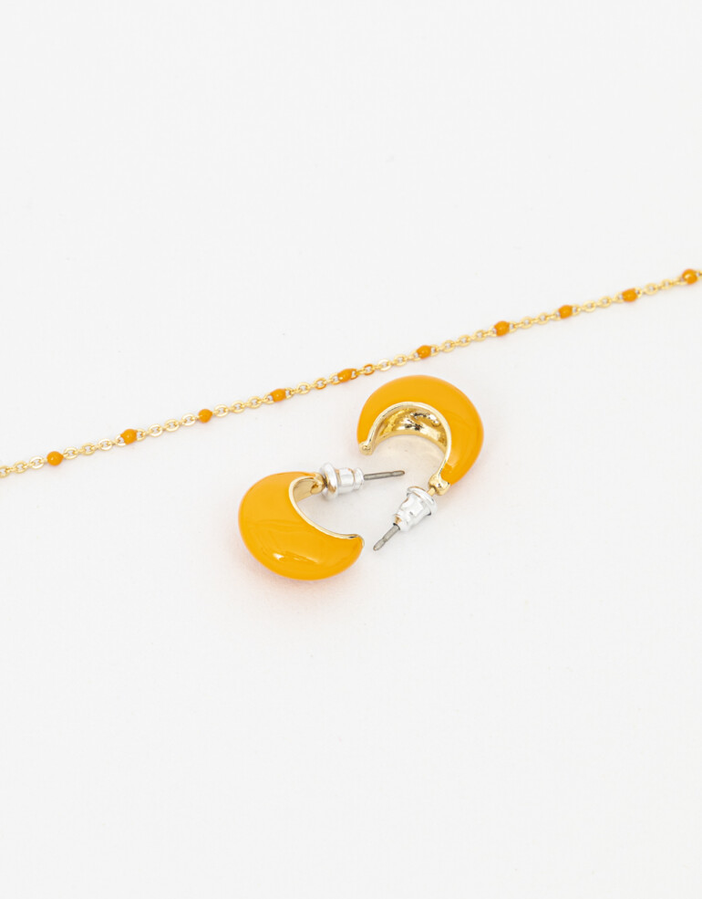 Bijouterie Set Sets temáticos Set De Argollas Y Collar Esmaltados - Dorado