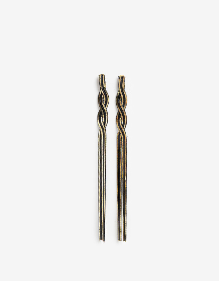Aros Colgantes Largos Metal Aros Largos Biplating - Combinacion Bicolor