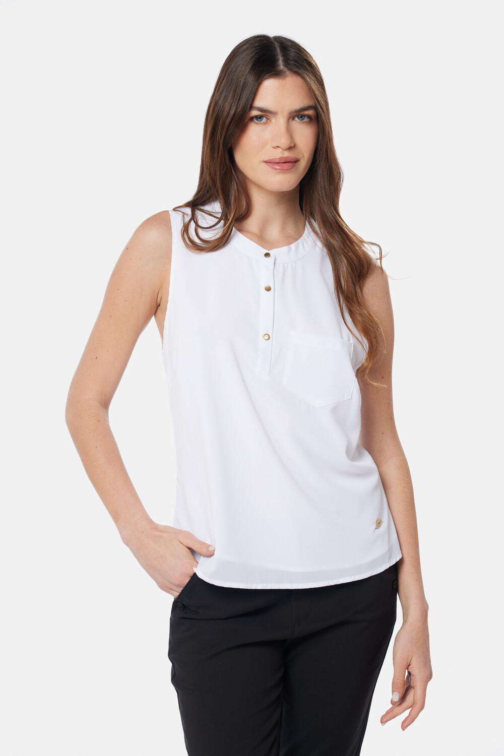 BLUSA MUSCULOSA CON BOTONES Blanco