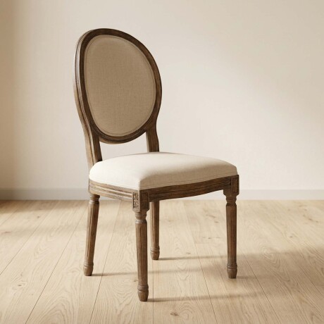 SILLA DE COMEDOR MADERA NATURAL-BEIGE ESTILO LUIS XV