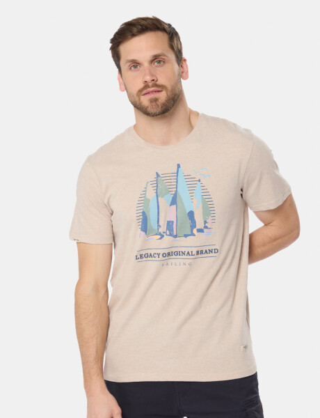 REMERA ESTAMPADA DE ALGODÓN Beige