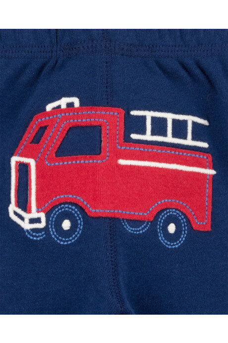 Set tres piezas de algodón, pantalón y dos bodies, diseño bomberos Set tres piezas de algodón, pantalón y dos bodies, diseño bomberos