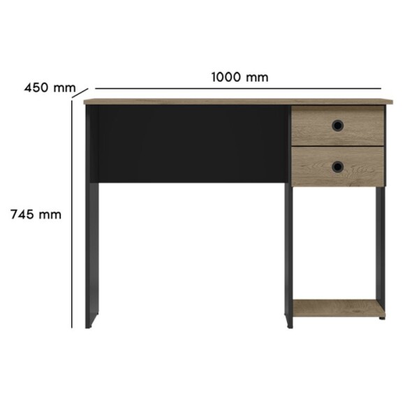 ESCRITORIO 2 CAJONES - NEGRO MATE/RUSTICO ESCRITORIO 2 CAJONES - NEGRO MATE/RUSTICO
