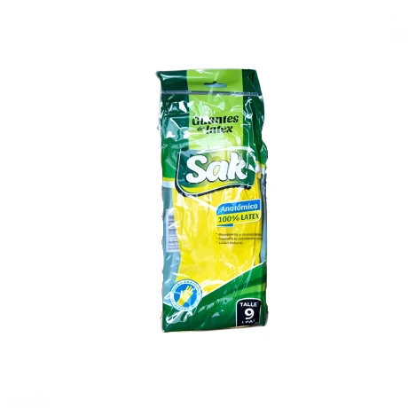GUANTE LATEX SAK (AMARILLOS) TALLE G Nº9 GUANTE LATEX SAK (AMARILLOS) TALLE G Nº9