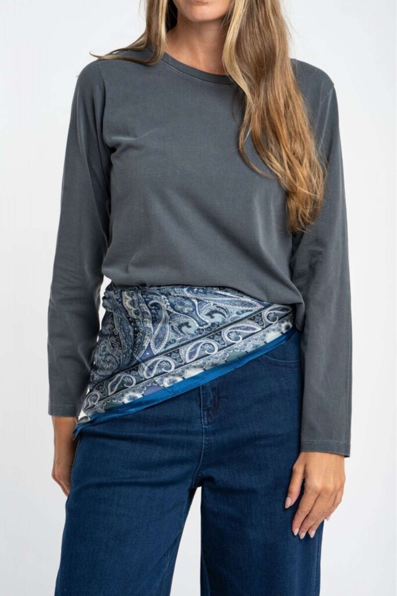 Remera Algodon Lavado - Gris 