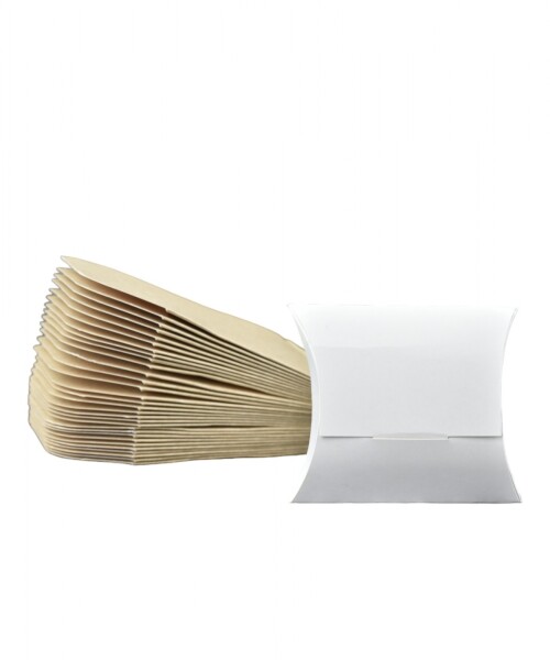 Pack x 50 - estuche pillow 7 x 8 cm. REVERSIBLE BLANCO - MADERA