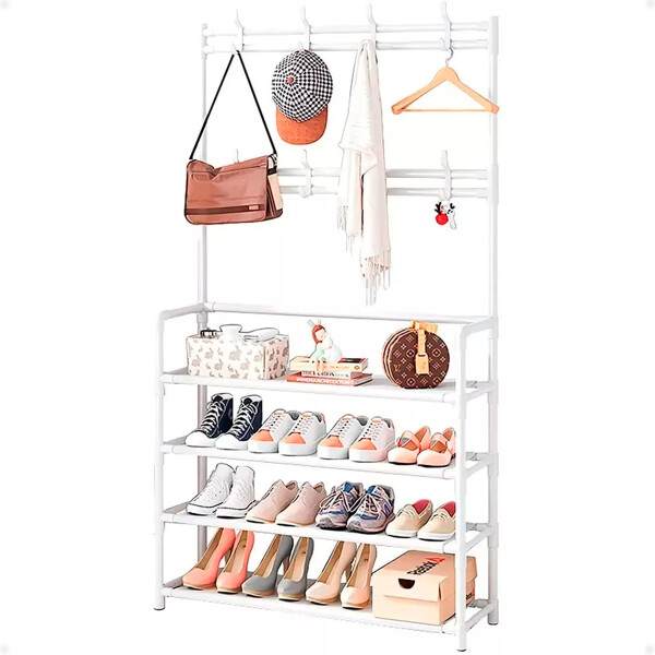 Perchero Zapatera Organizador Negro Blanco