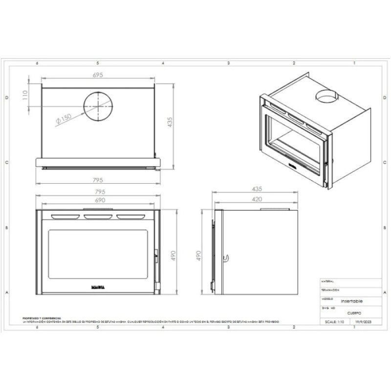 Calefactor Insertable Protos 70 Magna 9 KW Calefactor Insertable Protos 70 Magna 9 KW
