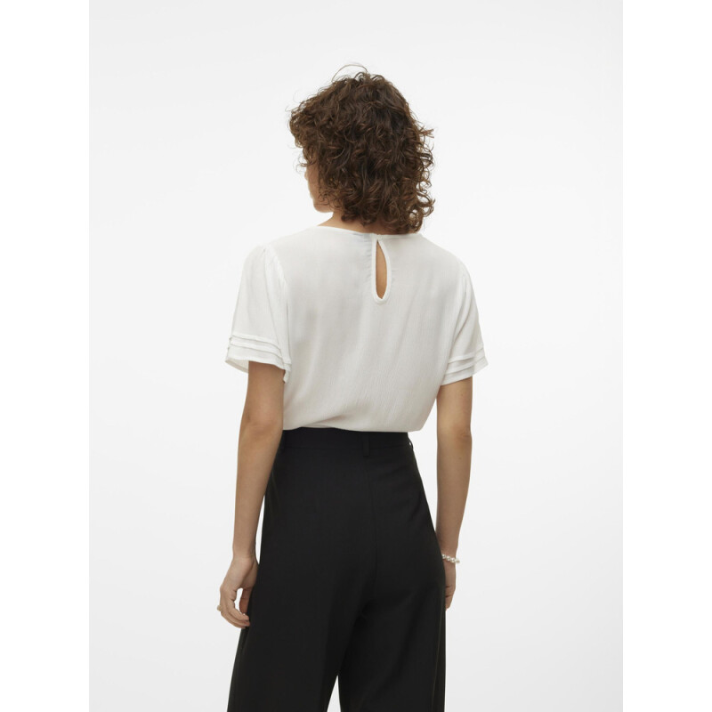 VMMENNY SS LACE TOP WVN GA SNOW WHITE