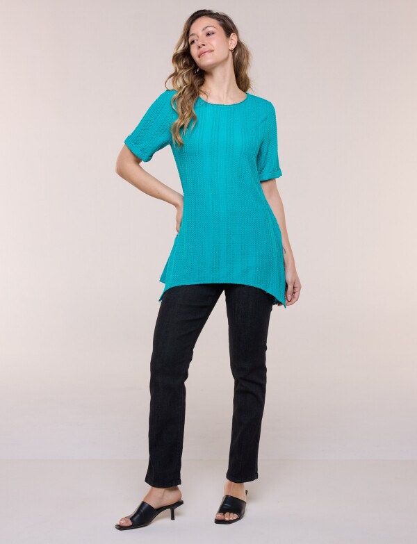Blusa De Punto Labrado TURQUESA