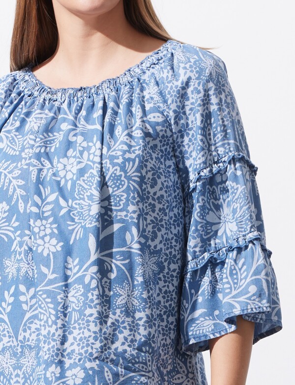 Blusa Lyocell Det Frunces AZUL/MULTI