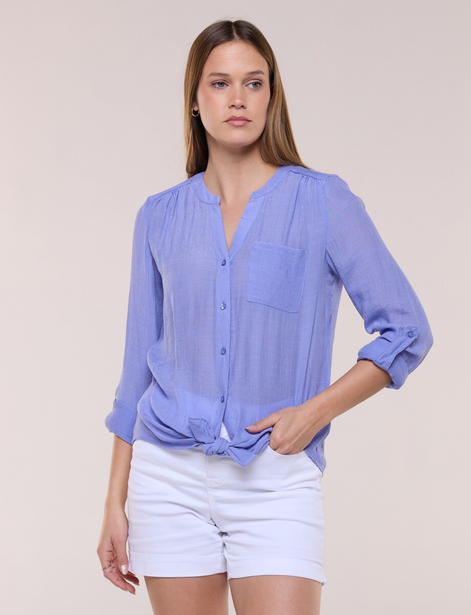 Blusa Botones Nudo - Lavanda 