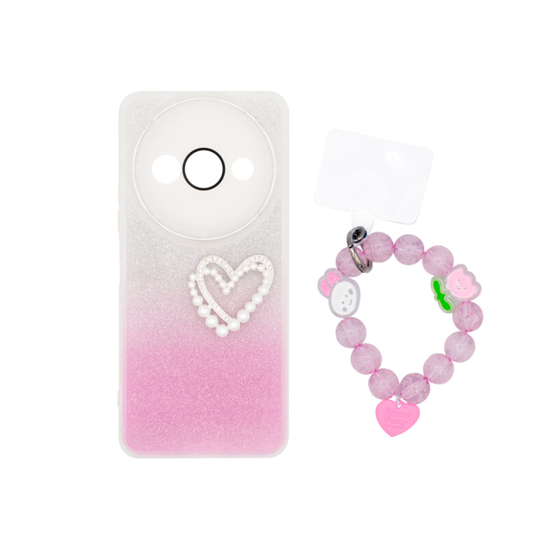 Protector para Xioami Redmi A3 diseño corazón con correa Protector Para Xioami Redmi A3 Diseño Corazón Con Correa