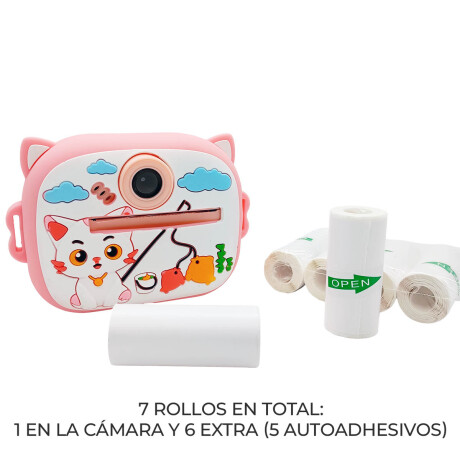 Cámara De Fotos Niño Impresora Instantánea + 6 rollos Rosa