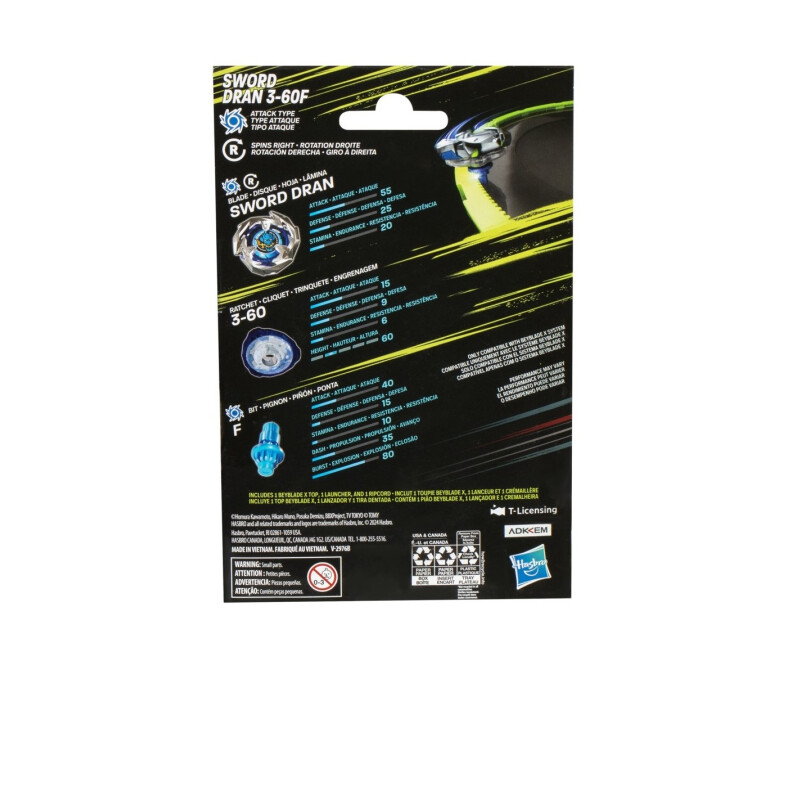 TROMPO BEYBLADE X KIT INICIAL SWORD DRAN 3-60F TROMPO BEYBLADE X KIT INICIAL SWORD DRAN 3-60F