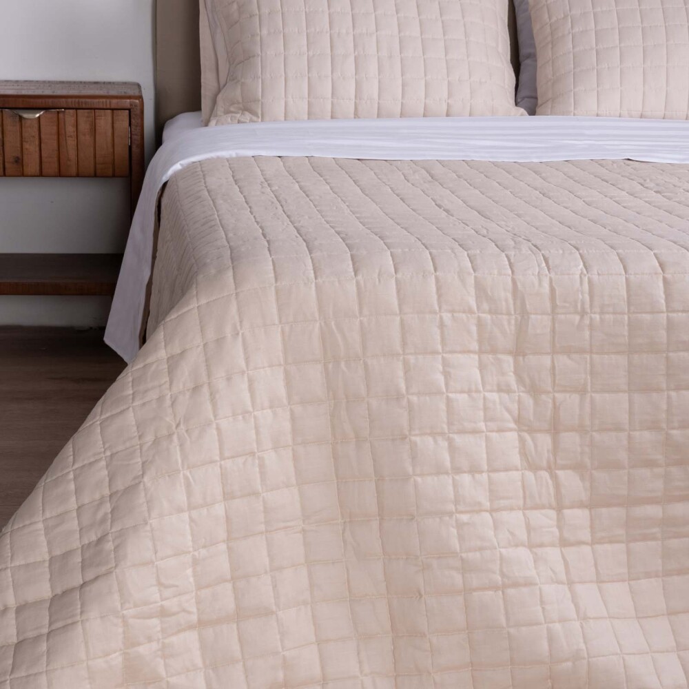 SET DE ACOLCHADO 2 PLAZAS POLIESTER NATURAL-BEIGE CHAMBRAY AVENA