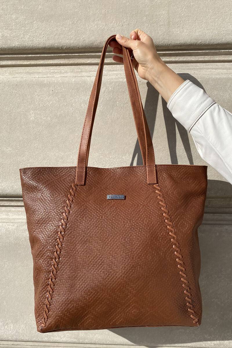 Bolso Sur Cognac Esterillado